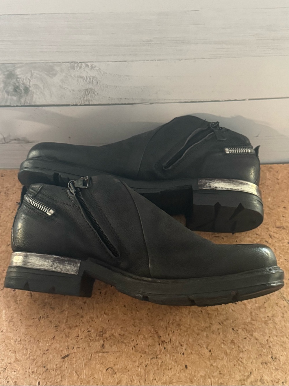 Black Leather Side-Zip Ankle Boots